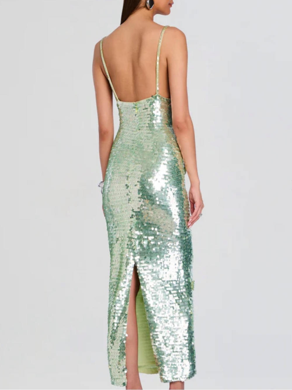 Retrofete Ines Sequin Dress in Pistachio - Picture 2 of 16